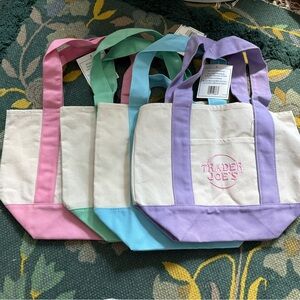 Canvas Tote Bag Set - Pink, Green, Blue, Purple